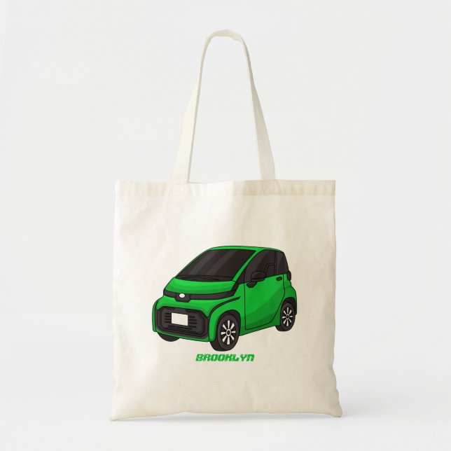 Cute green micro sized car  tote bag (Front)