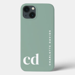 Cute Green Monogram iPhone 13 Case