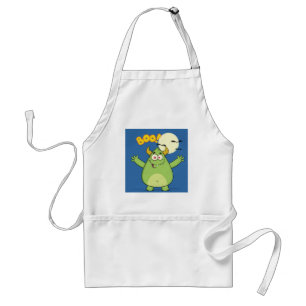 Cute Green Monster Halloween Boo Standard Apron