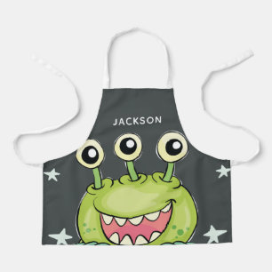 Cute Green Monster Personalised Apron