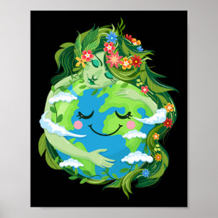 Cute Green Mother Gaia Save Our Planet Earth Day W Poster