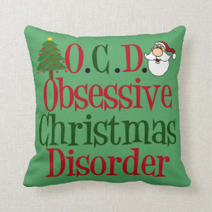 Cute Green Obsessive Christmas Disorder Santa Cushion