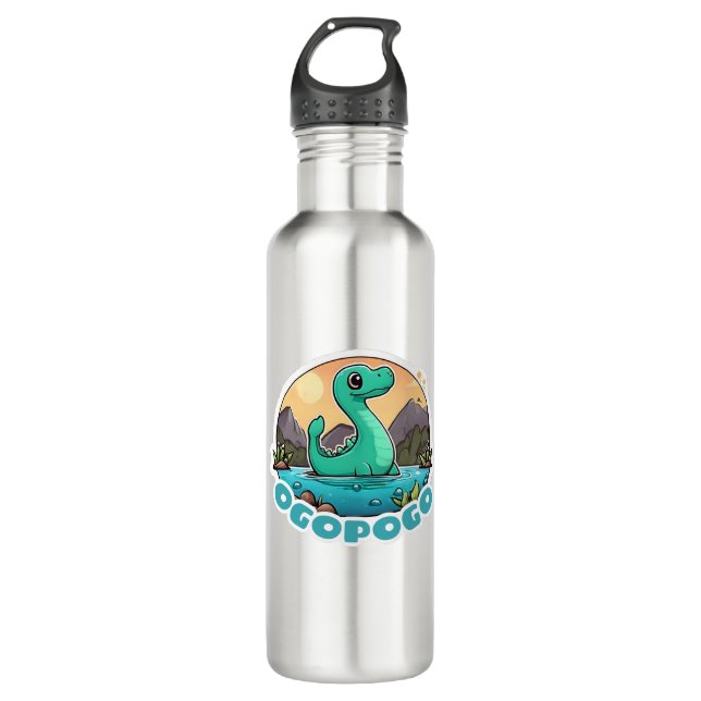 Cute Green Ogopogo the Okanagan Lake Monster 710 Ml Water Bottle (Front)