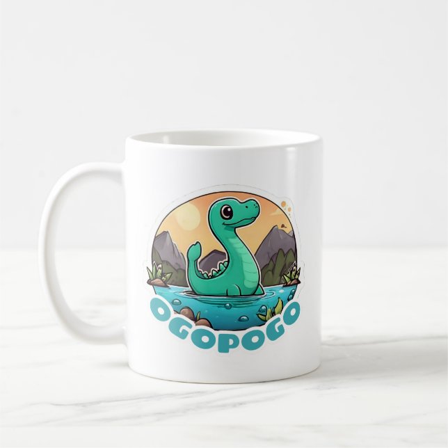 Cute Green Ogopogo the Okanagan Lake Monster Coffee Mug (Left)