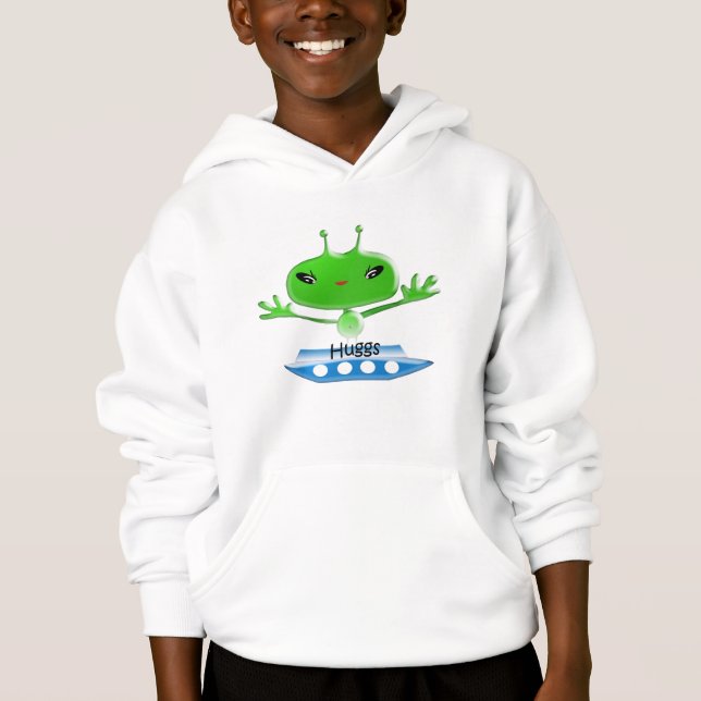Cute Green Outer Space Aliens with Space Ship (Front)