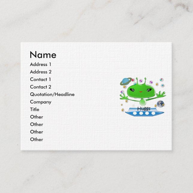 Cute Green Outer Space Aliens with Space Ship Business Card (Front)