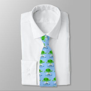 Cute Green Outer Space Aliens with Spaceship Tie