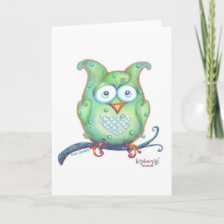 Cute green owl greeting card