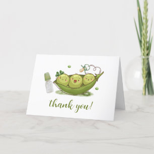 Cute Green Pacifier Sweet Pea In Pod Baby Shower Thank You Card