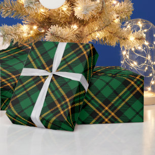 Cute Green Pattern Plaid Christmas Wrapping Paper