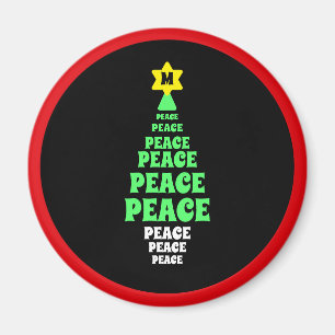 Cute Green Peace Christmas Tree Single Initial Magnet