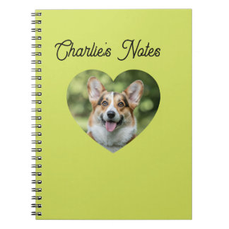 Cute Green Pet Dog Heart Frame Back to School Notebook