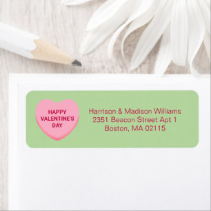 Cute green pink candy heart Valentine's Day custom Return Address Label