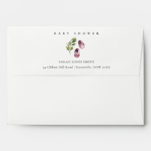 Cute Green Pink Girl Shoes Foliage Baby Shower Envelope