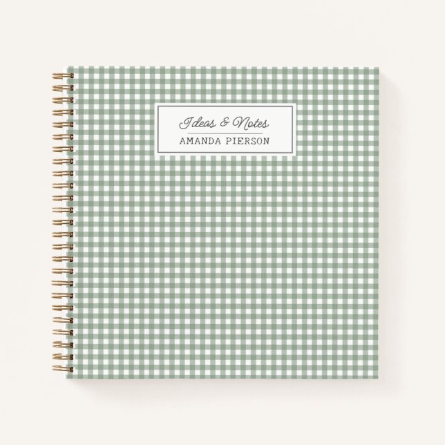 Cute Green Plaid  Personalised Family Ideas Book (Front)
