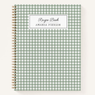Cute Green Plaid  Personalised Family Recipe Book