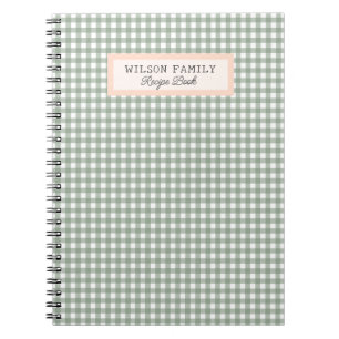 Cute Green Plaid  Personalised Family Recipe Book