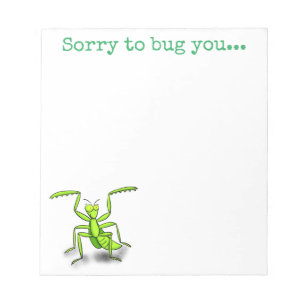 Cute green praying mantis cartoon illustration notepad