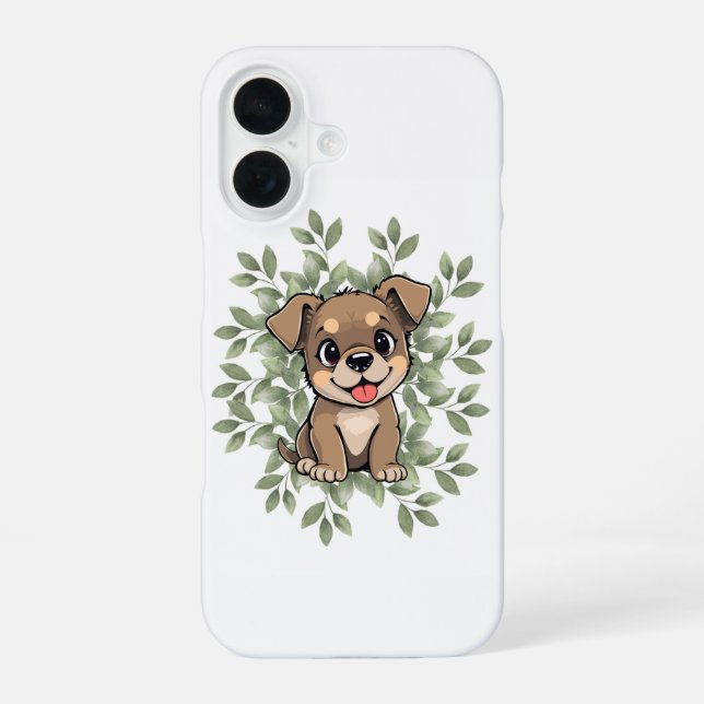 Cute Green Puppy Phone Case – Minimal NatureDesign (Back)