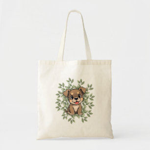 Cute Green Puppy Tote Bag – Minimal Nature Dog Des
