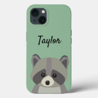 Cute green racoon illustration personalised