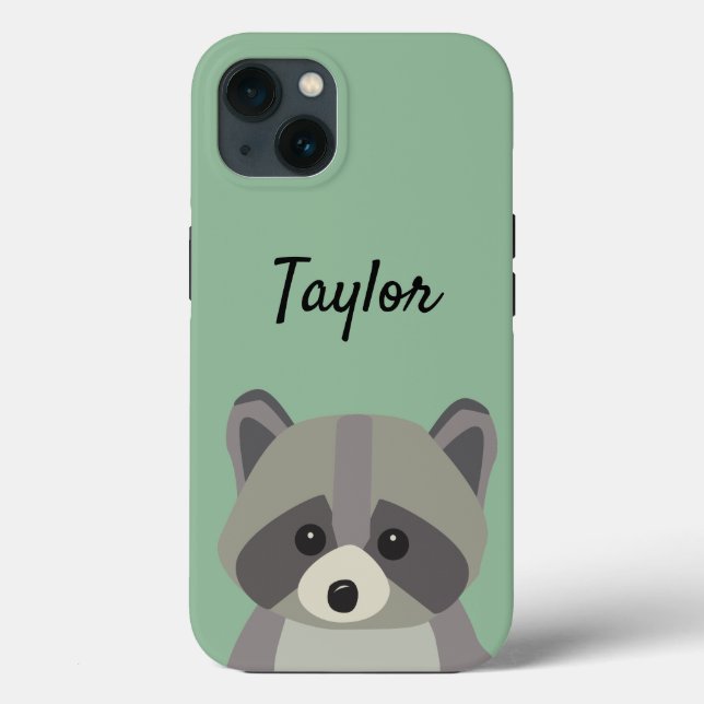 Cute green racoon illustration personalised Case-Mate iPhone case (Back)