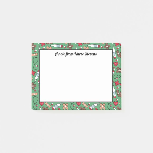 Cute Green Red Pattern - A Note From the Nurse (Front)