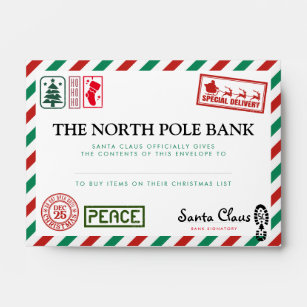 Cute Green Red Santa Claus Christmas Holiday Money Envelope