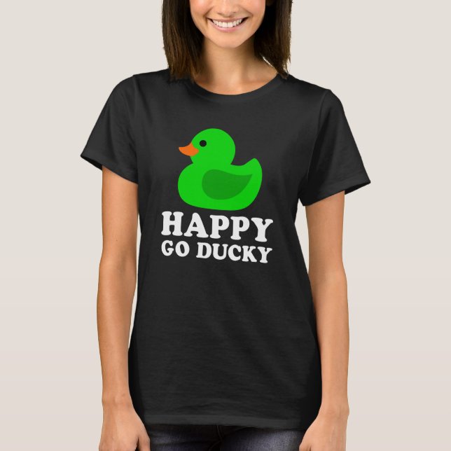 Cute Green Rubber Duck Lucky Go Ducky Pun  1 T-Shirt (Front)