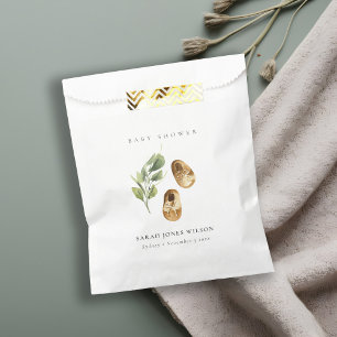 Cute Green Rust Orange Shoes Foliage Baby Shower Favour Bag