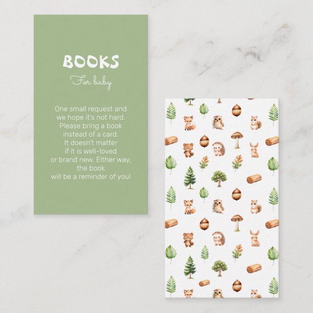 Cute Green Sage Baby Shower Book Request Enclosure Card (Front/Back)