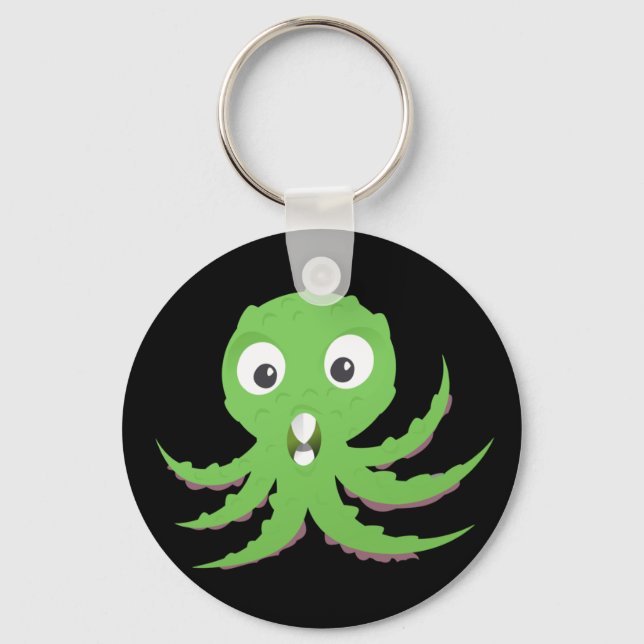 Cute Green Sea Monster Key Ring (Front)