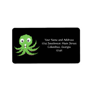 Cute Green Sea Monster Label