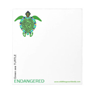 Cute Green Sea TURTLE- Conservation - Notepad