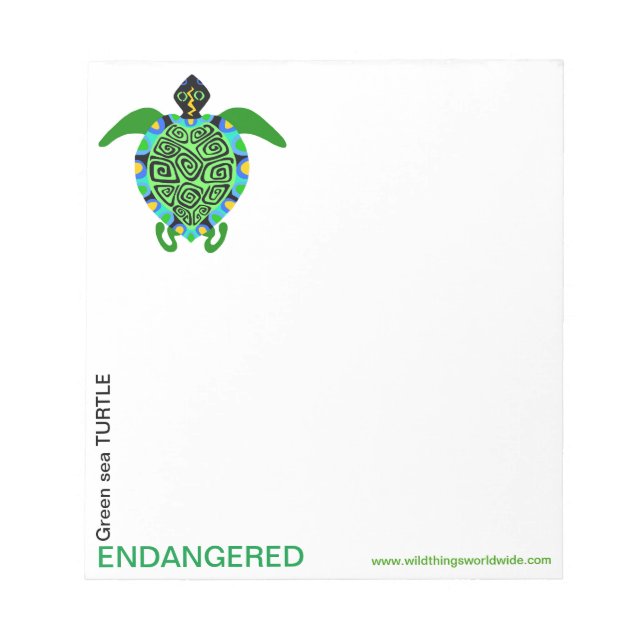 Cute Green Sea TURTLE- Conservation - Notepad (Front)