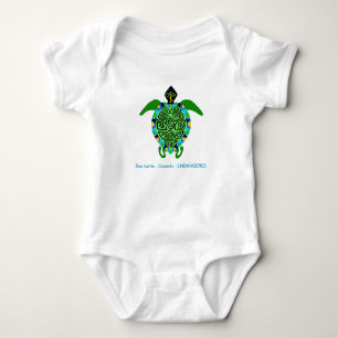 Cute Green Sea TURTLE -  T-Shirt Baby Bodysuit