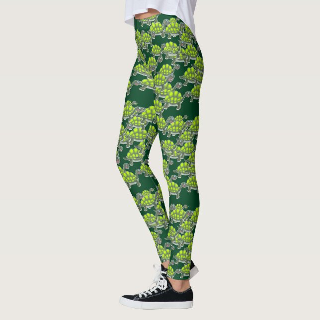Cute Green Sea Turtles Swimming Design Leggings (Left)
