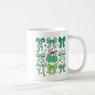 Cute green shamrock bow coquette st patricks day coffee mug