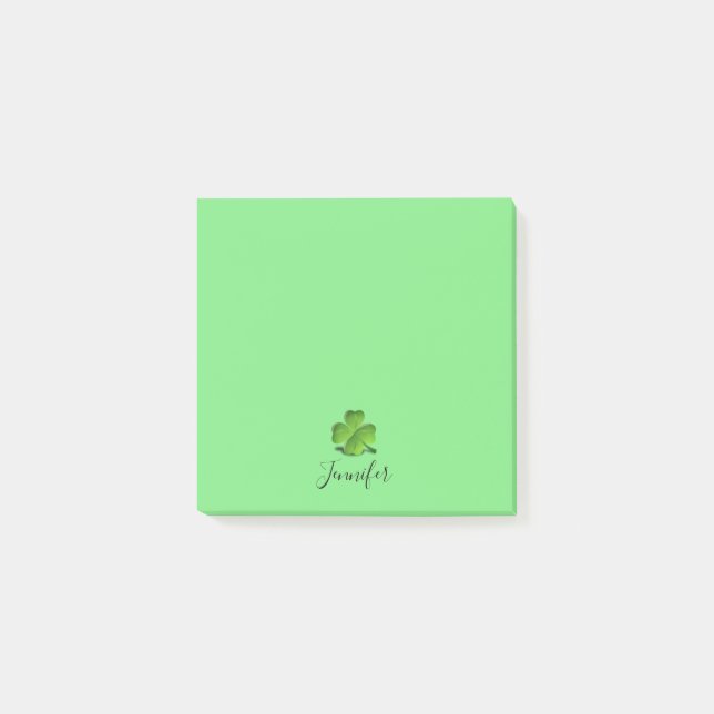 Cute Green Shamrock St Patricks Day Personalised Post-it Notes (Front)