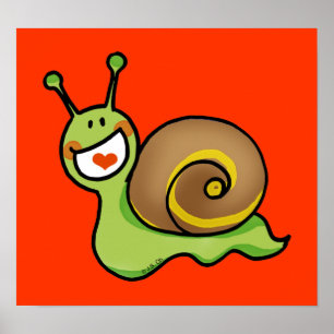 Cute green snail poster