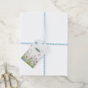 Cute Green Spring Flower Wildflower Bouquet Monogr Gift Tags