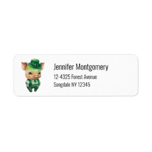 Cute Green St. Patrick's Day Pig Return Address Label