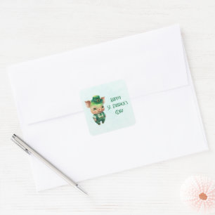 Cute Green St. Patrick's Day Pig Square Sticker