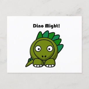 Cute Green Stegosaurus Cartoon with Fun Dino Pun Postcard