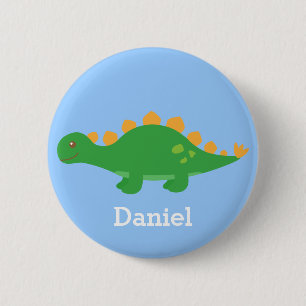 Cute Green Stegosaurus Dinosaur for Kids 6 Cm Round Badge