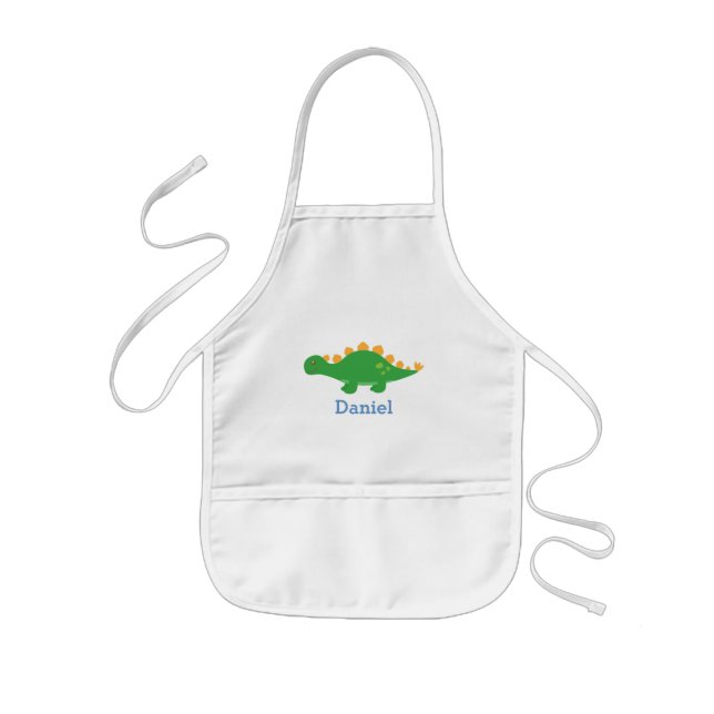 Cute Green Stegosaurus Dinosaur for Kids Apron (Front)