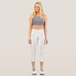 Cute green stick insects with happy faces cartoon capri leggings