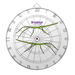 Cute green stick insects with happy faces cartoon dartboard