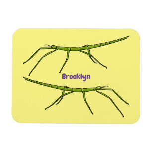 Cute green stick insects with happy faces cartoon magnet