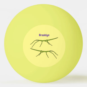 Cute green stick insects with happy faces cartoon ping pong ball
